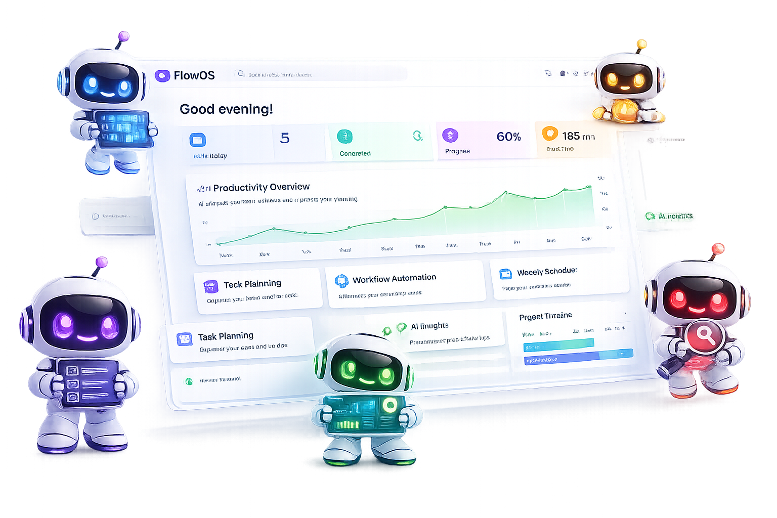 FlowOS Dashboard met AI Team
